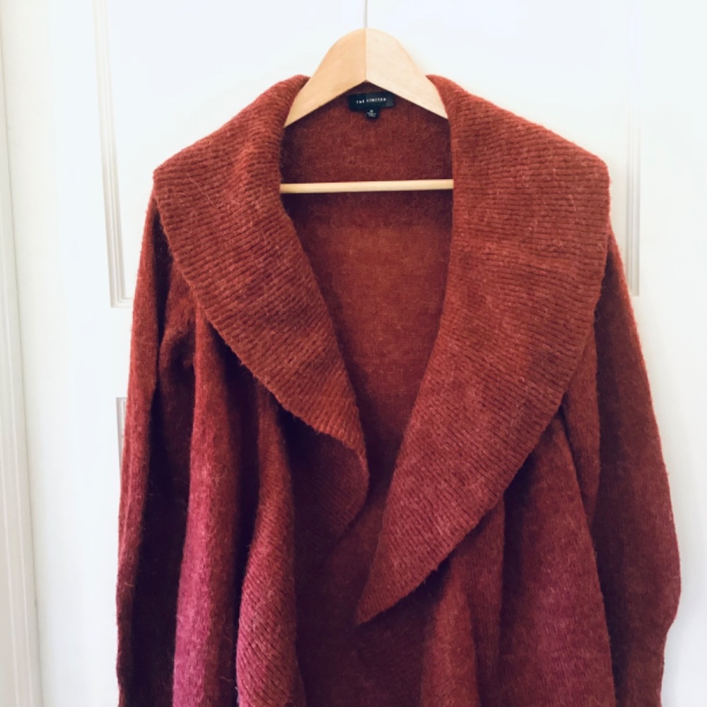 The Limited Rust Red Open-Front Shawl Collar Ruff… - image 2
